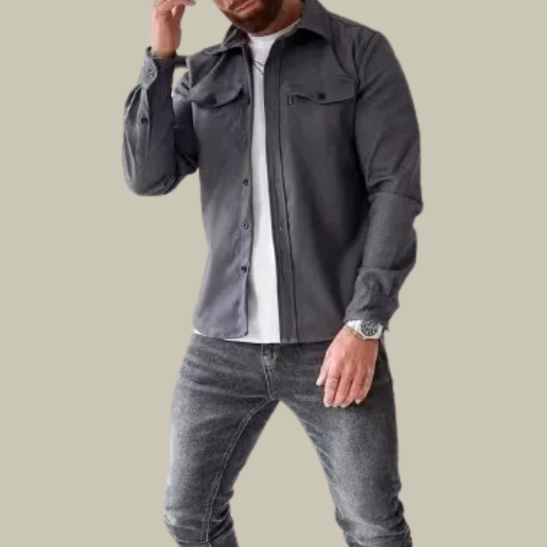 Long sleeve collared outerwear jacket for men