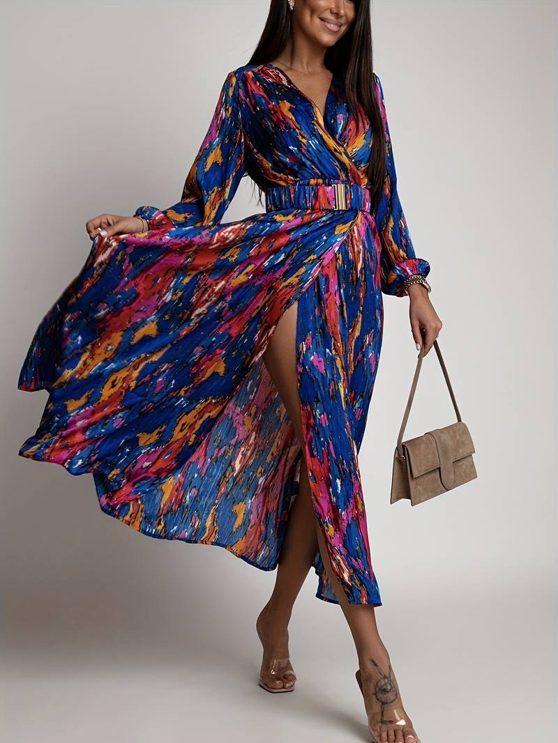 Yenifer - Abstract dress with wrap neckline