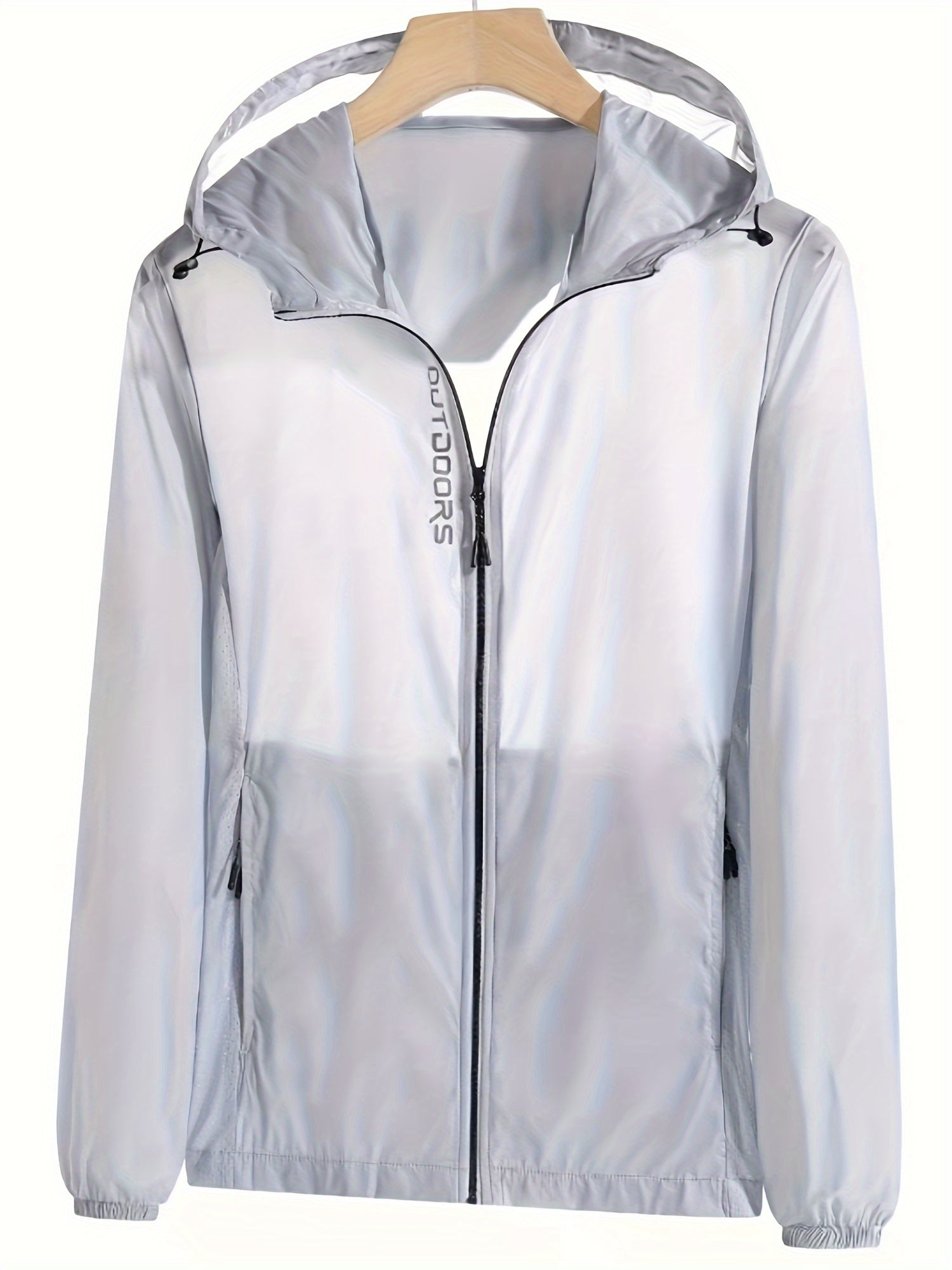 Full zip drawstring outdoor hooded jacket for women