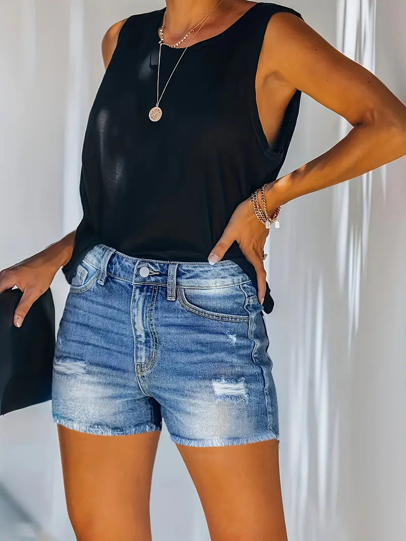 Ruby – spring/summer ribbed denim shorts