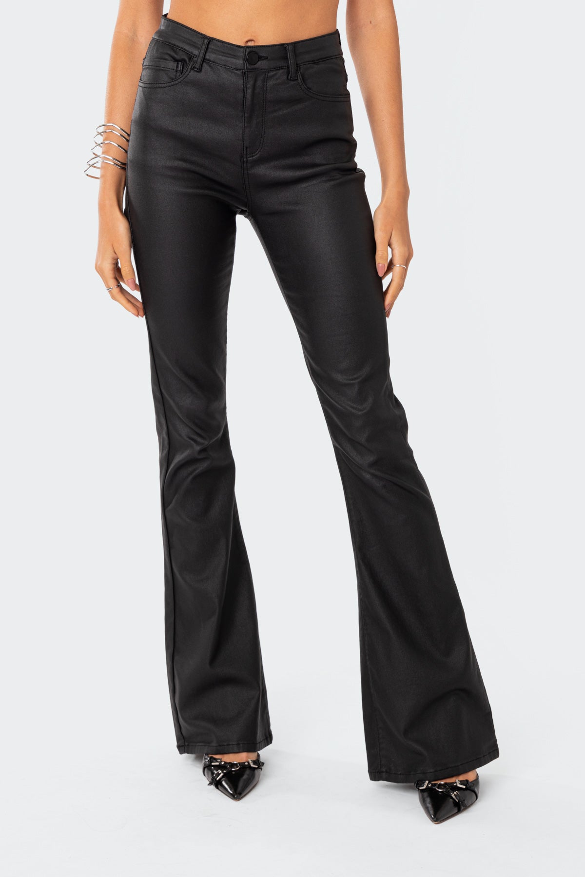 Garnet - Leather flared trousers