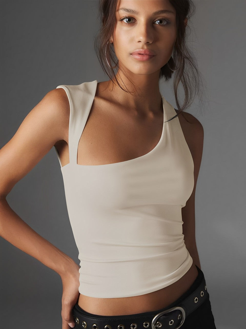 Adela - sleeveless asymmetric tank top