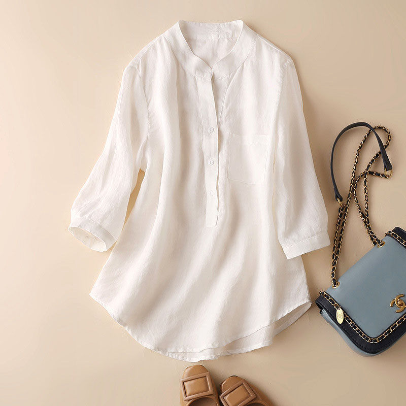 Spring summer plus size cotton linen shirt