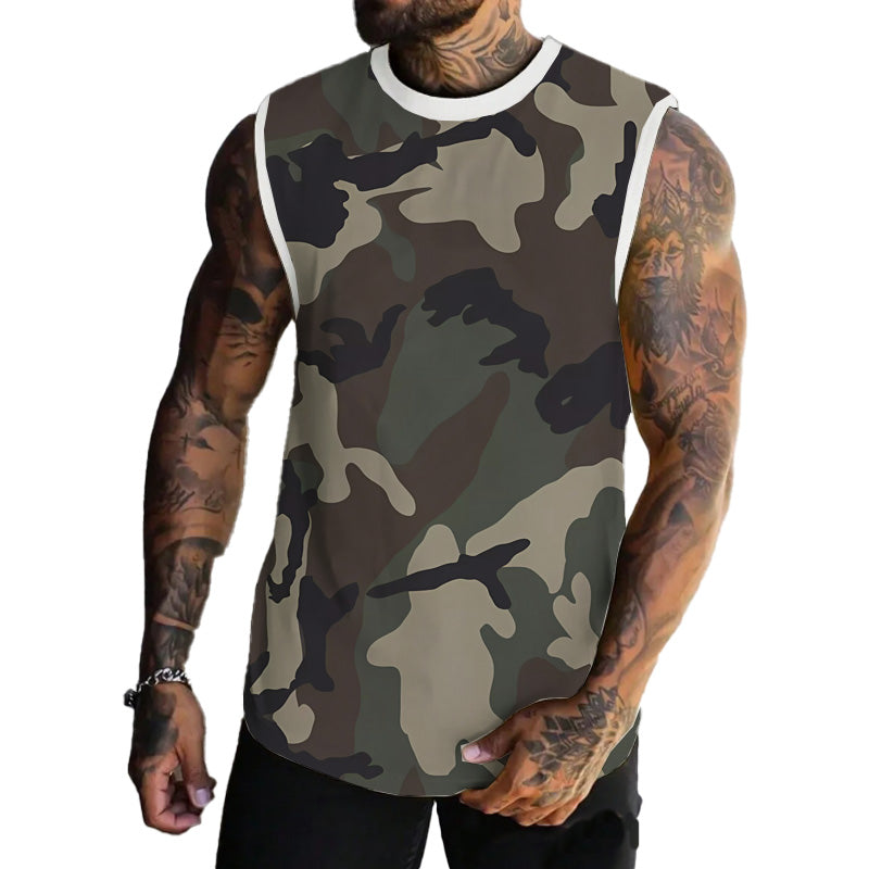 Men's Spring/Summer Printed Regular Fit Crew Neck Vest 11567669YM