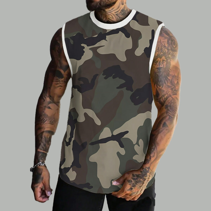 Men's Spring/Summer Printed Regular Fit Crew Neck Vest 11567669YM