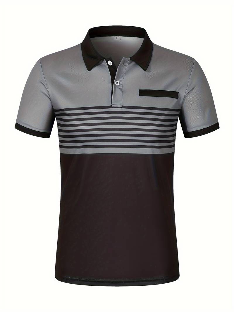 Leon - Casual Short Sleeve Striped Polo Shirt For Men