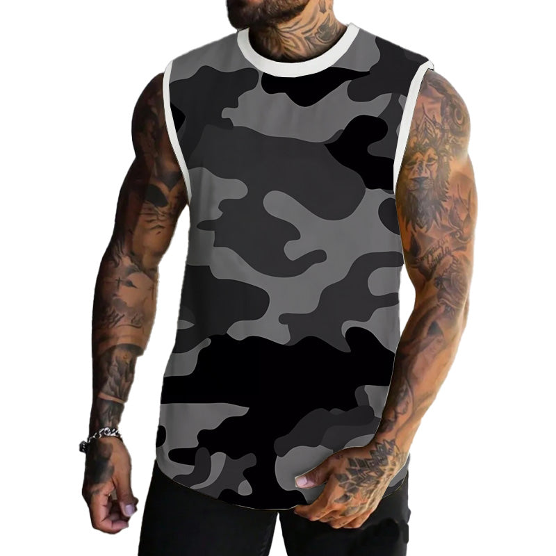 Men's Spring/Summer Printed Regular Fit Crew Neck Vest 11567669YM