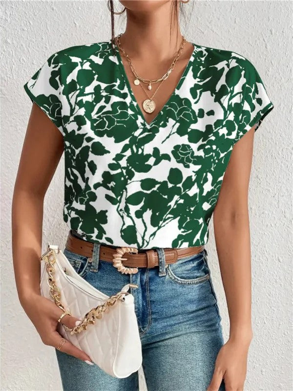 Romaine - short-sleeved top with V-neckline