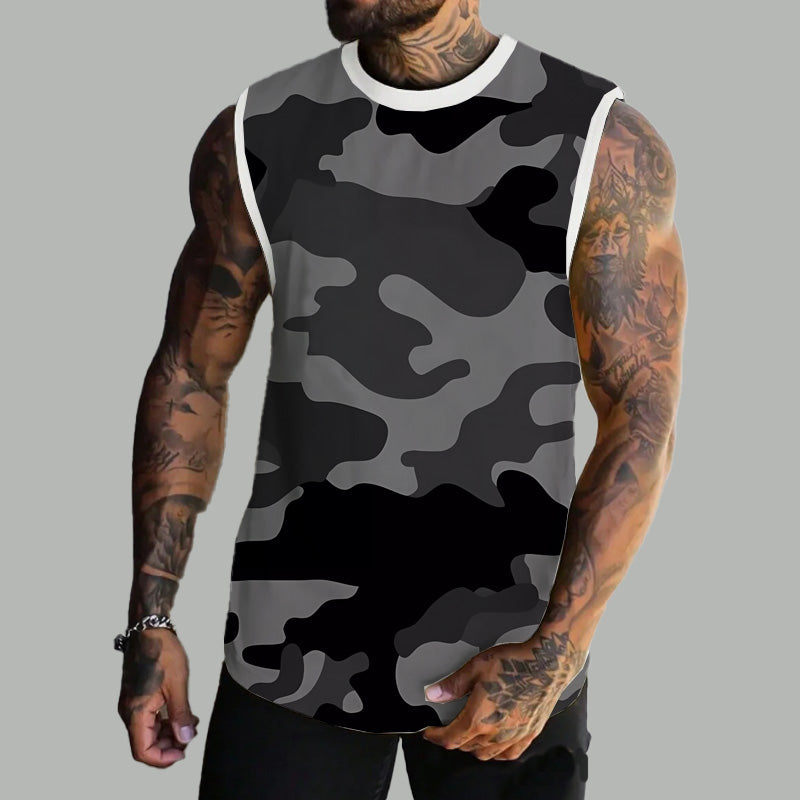 Men's Spring/Summer Printed Regular Fit Crew Neck Vest 11567669YM