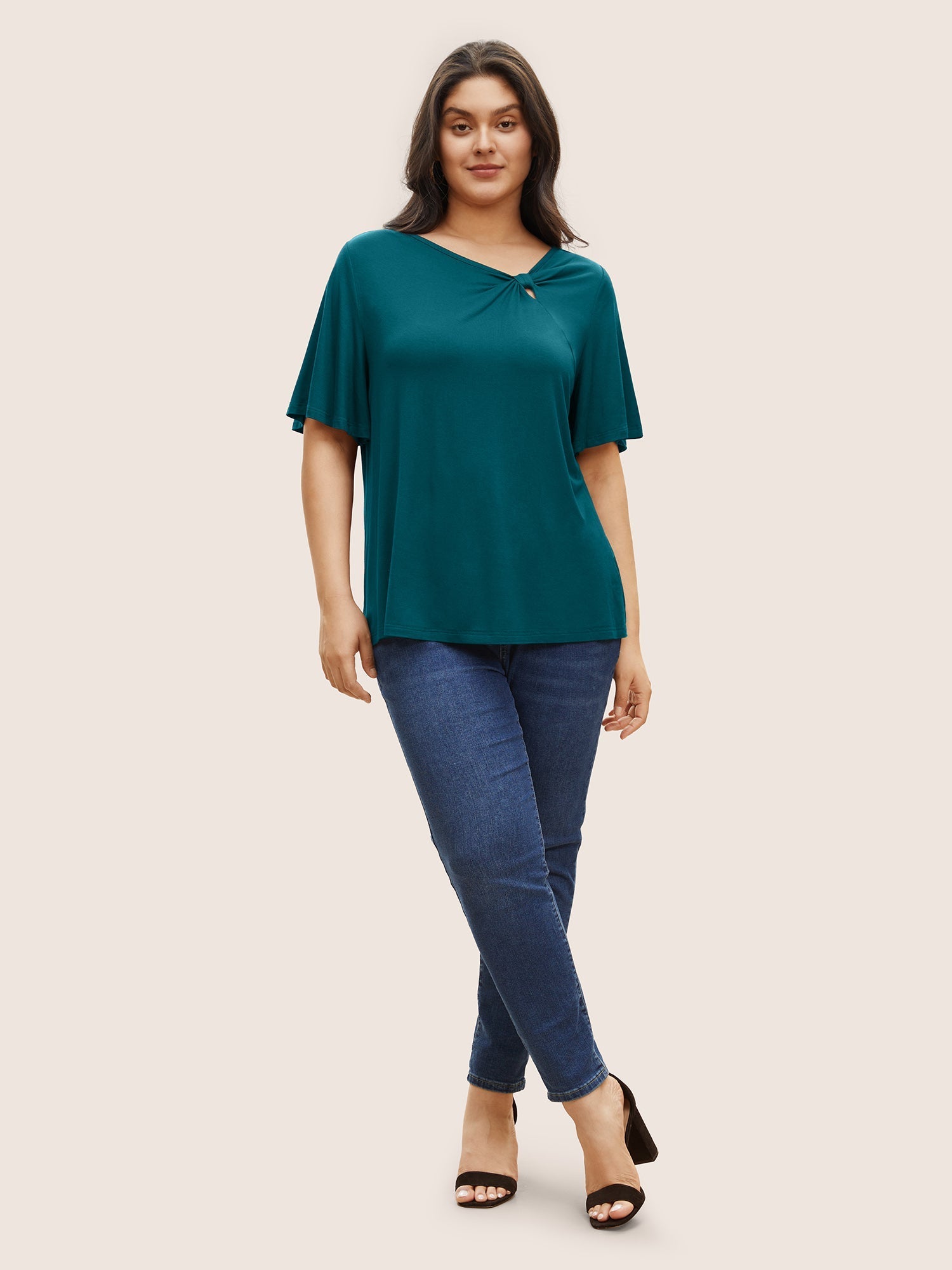 Supersoft Essentials Twist Front Asymmetrical Neck T-shirt