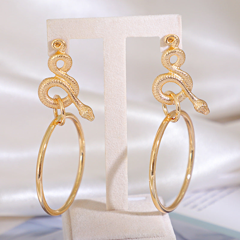 Circle Geometric Snake Earrings