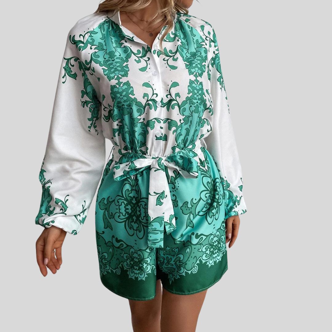 Valentina - Chic playsuit with floral print and waistband