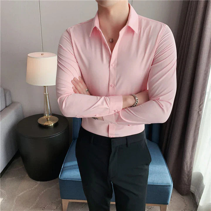 Elegant men's business shirt with a slim fit and square collar