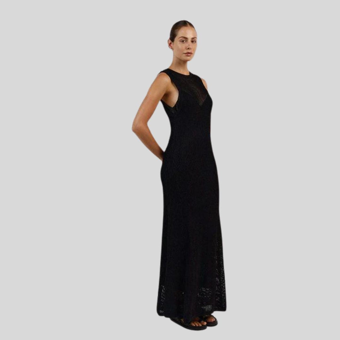 Seraphina - Sleeveless knitted maxi dress with transparent details