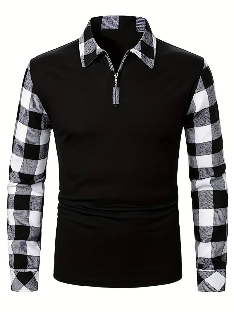 James long sleeve check flannel polo shirt