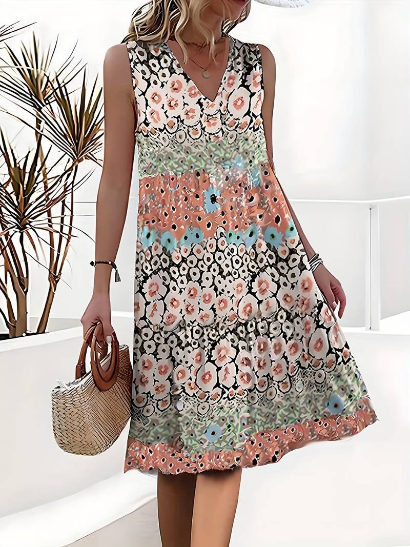 Abriella - V-neck with floral print dress