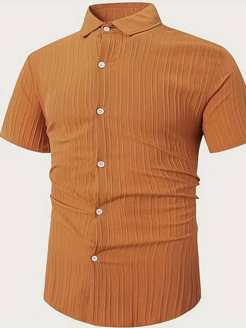 Michael – ribbed short sleeve blouse with button placket