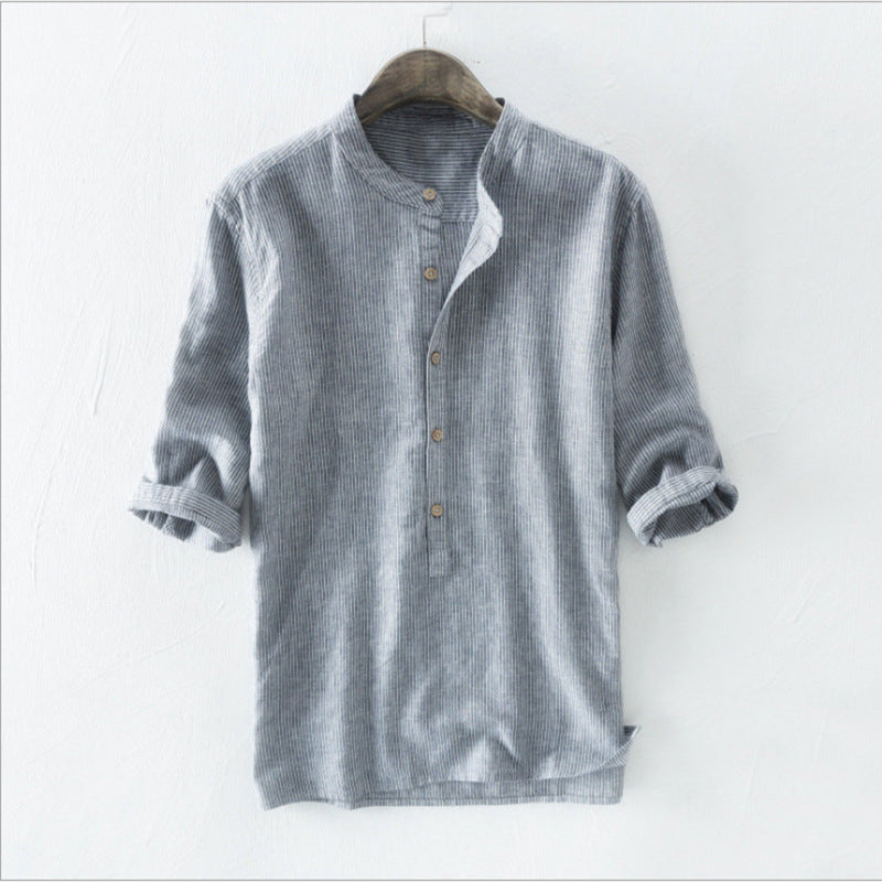 Hamish - Men's jumper shirt with pinstripes