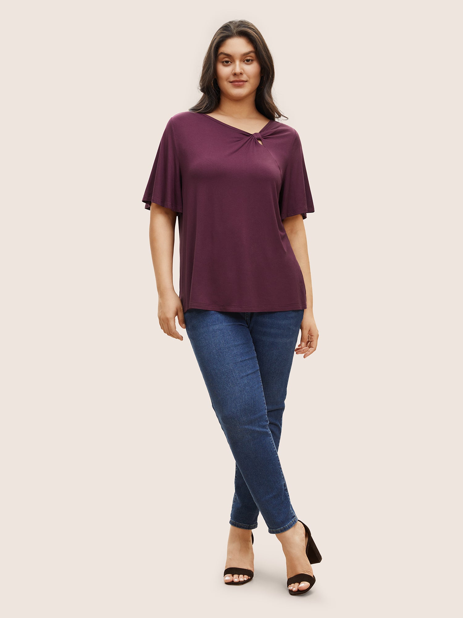 Supersoft Essentials Twist Front Asymmetrical Neck T-shirt