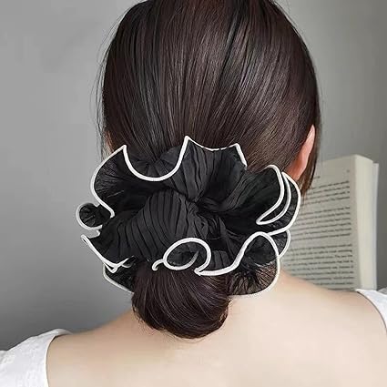 Stella - Folded chiffon hair ties with contrasting edge