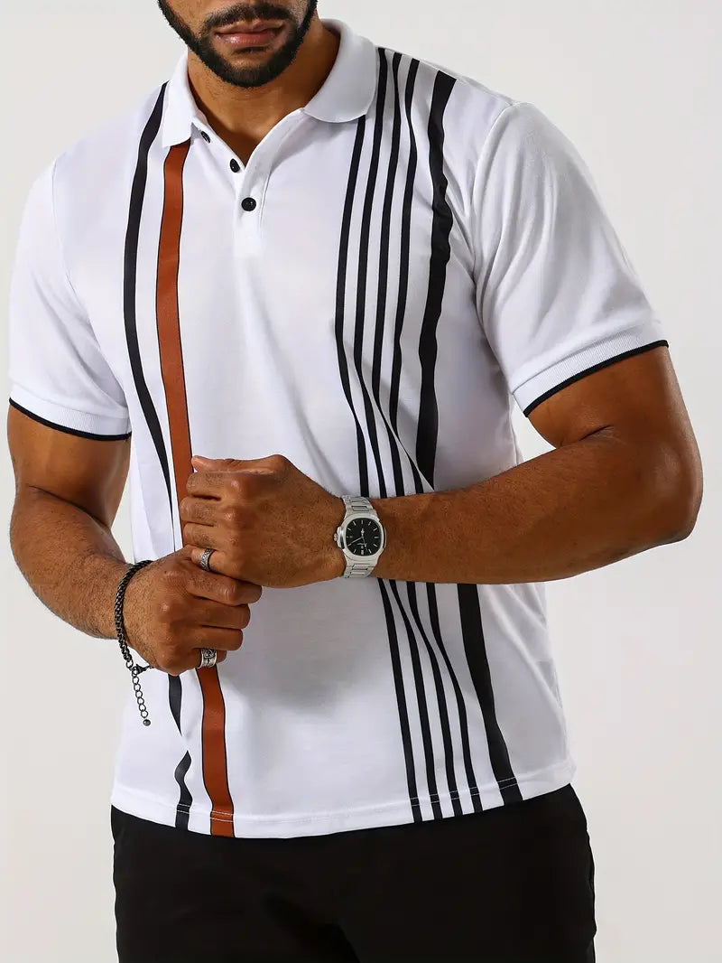 Michael t-shirt with retro vertical stripe pattern