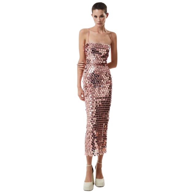 Natalia - Midi slip dress with sequins and delicate straps