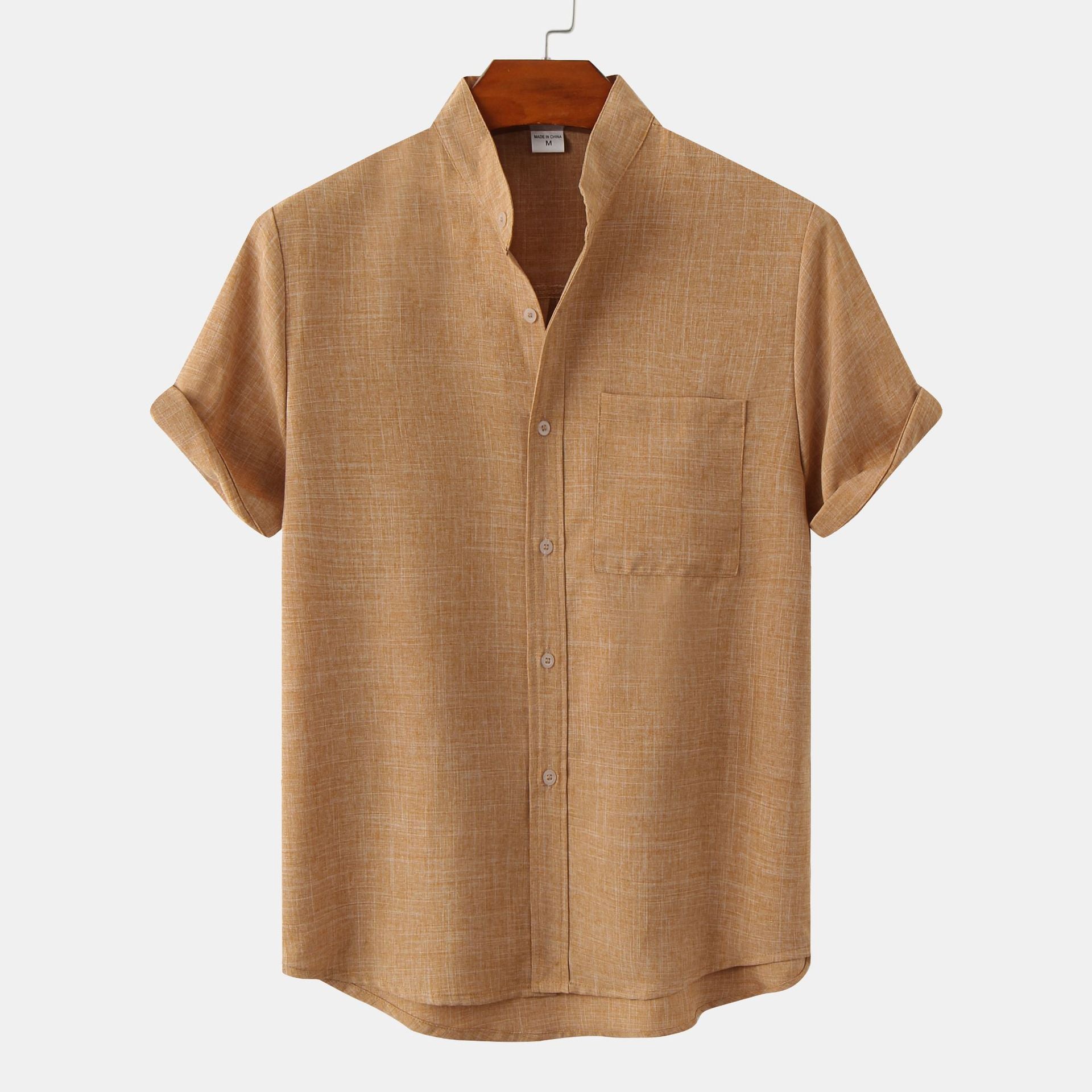 Davide - Men's linen shirt with short sleeves and lapels