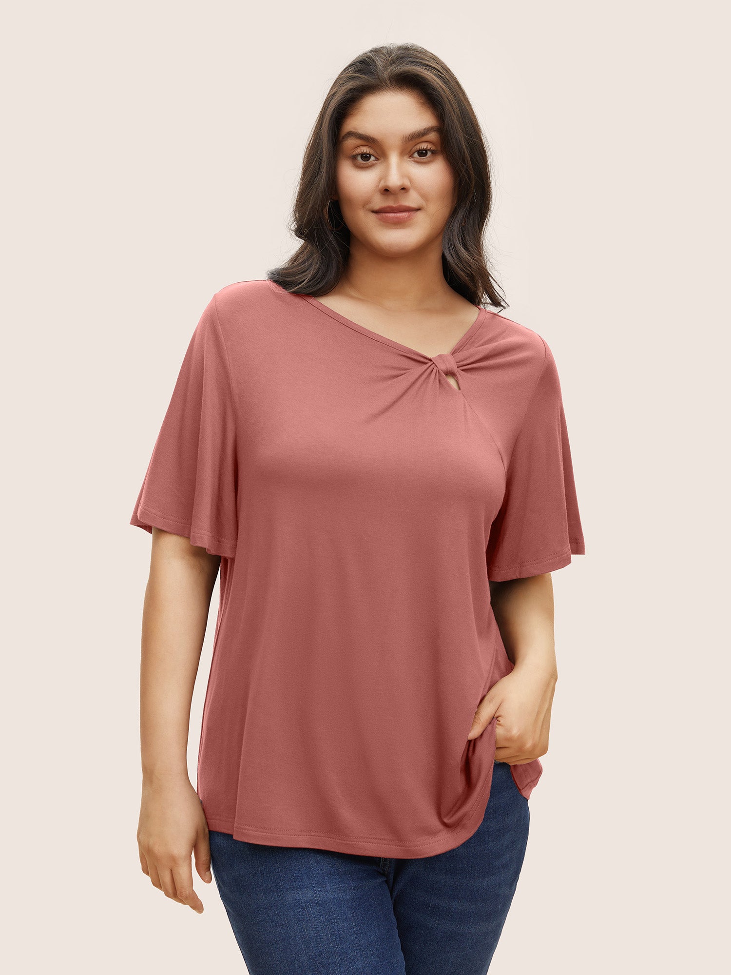 Supersoft Essentials Twist Front Asymmetrical Neck T-shirt