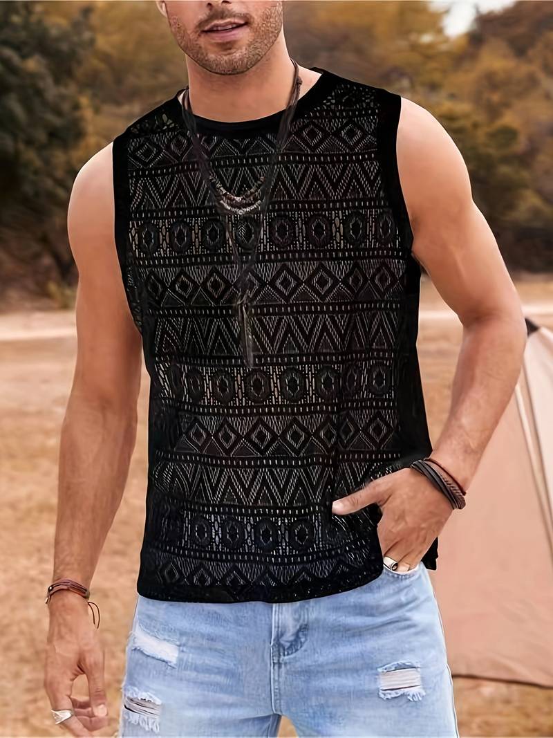 Isaac ethnic hollow out tank top