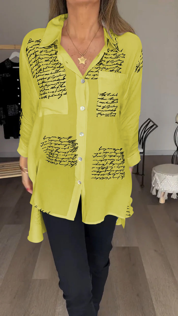 Agnes - Lapel shirt with letter print