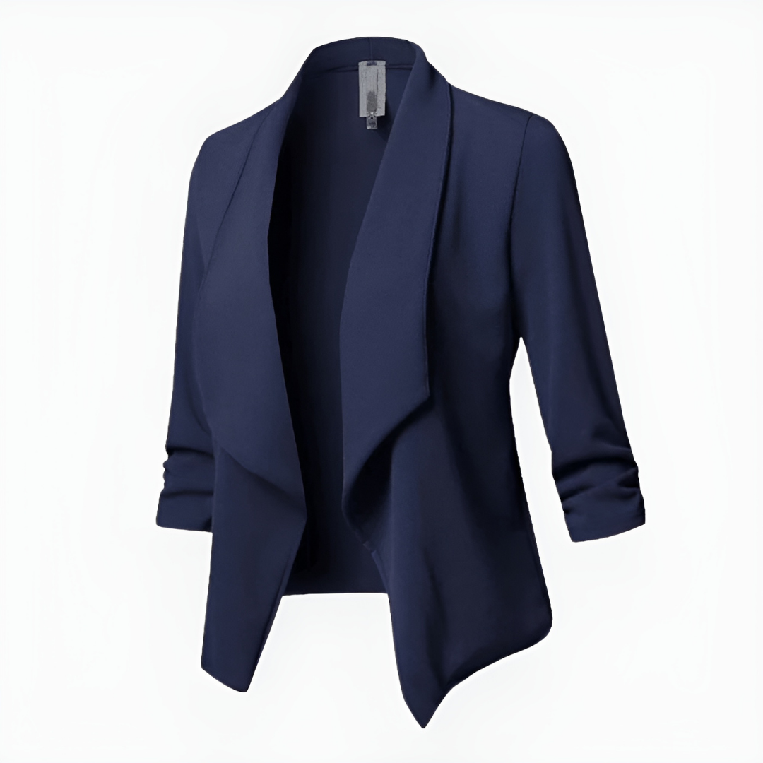 Open front slim fit long sleeve blazer for women