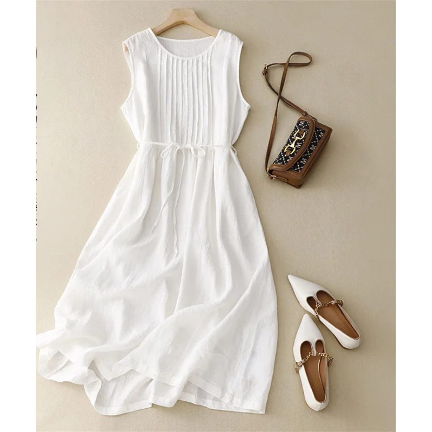 Lena - Summer Dress With Fine Pleats and Waistband