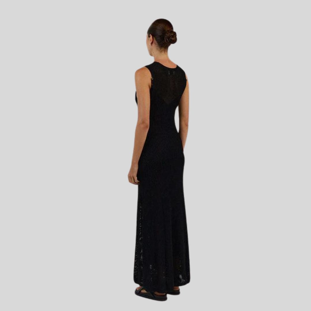 Seraphina - Sleeveless knitted maxi dress with transparent details