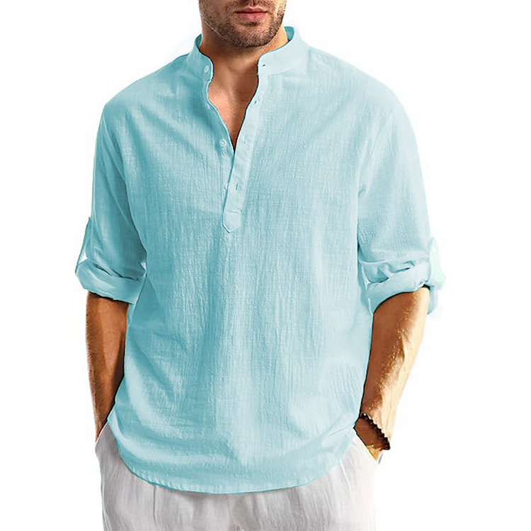 Adrian - Long-sleeved linen casual shirt for men