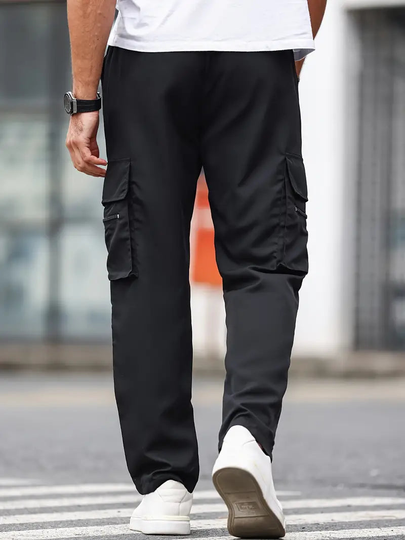 Trousers With Multiple Flap Pockets and Drawstring