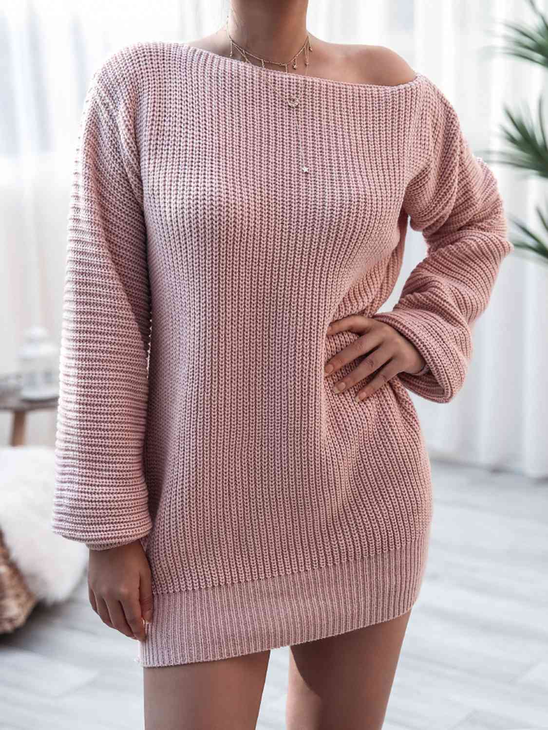 Wanette - Mini jumper dress in rib knit