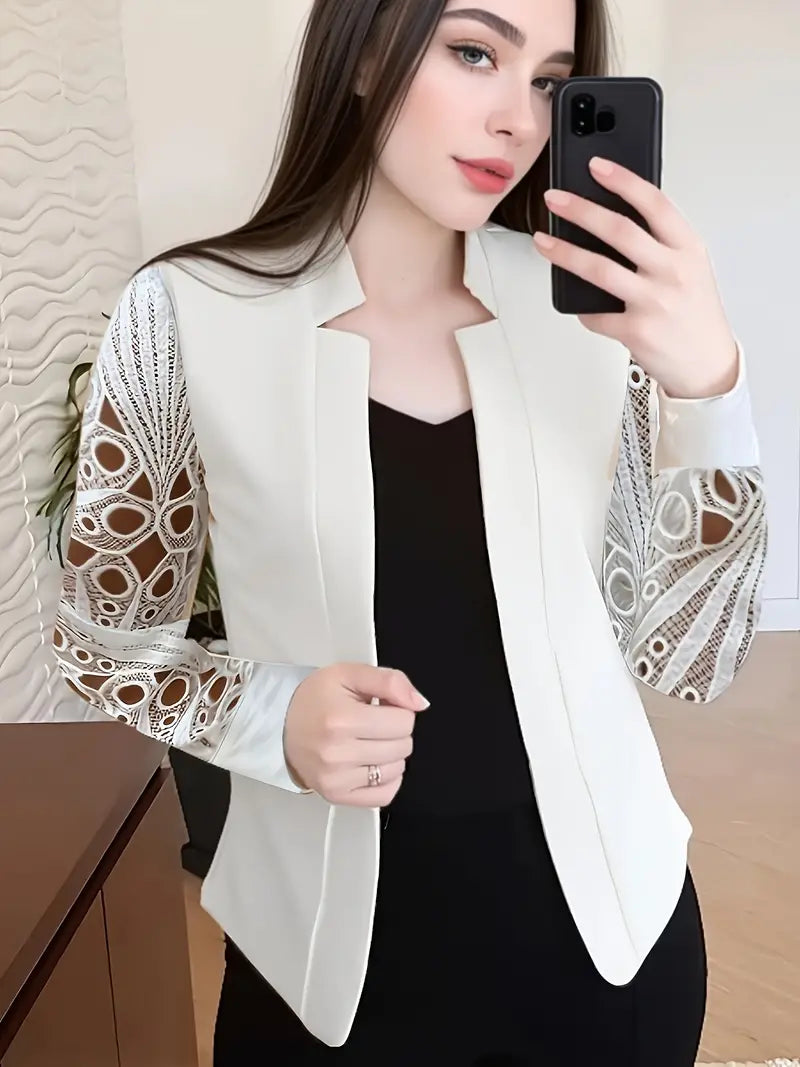 Plain Blazer With Contrasting Lace