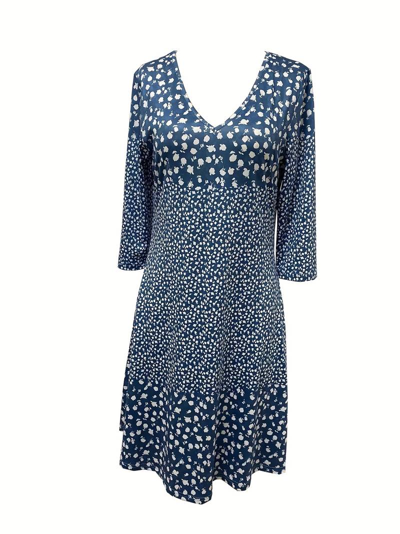 Zanna - Dotted V-neck dress with floral print