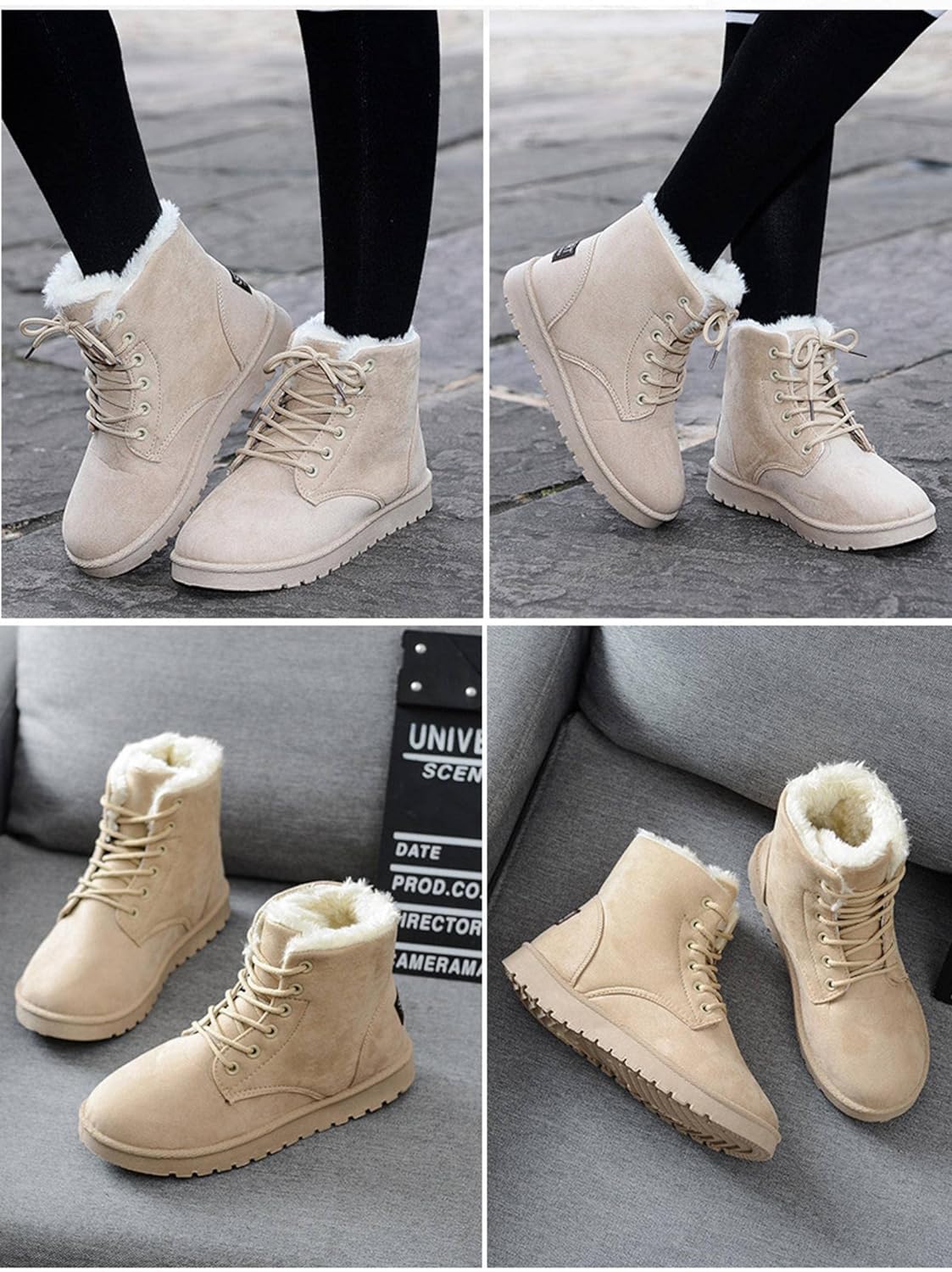 Annalie - Snow White Lace-up Ankle Boots