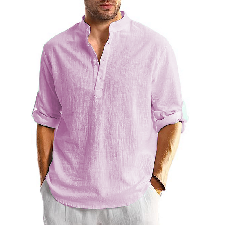 Adrian - Long-sleeved linen casual shirt for men