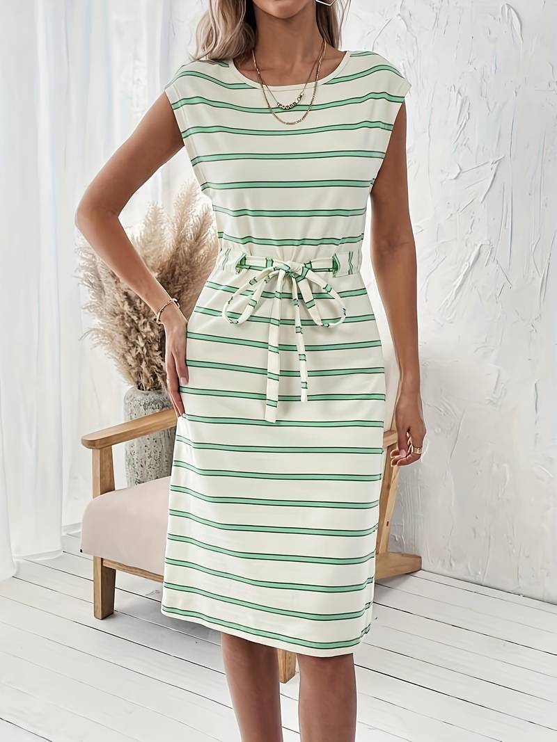 Ivy - Round Neck Split Dress For Spring And Summer