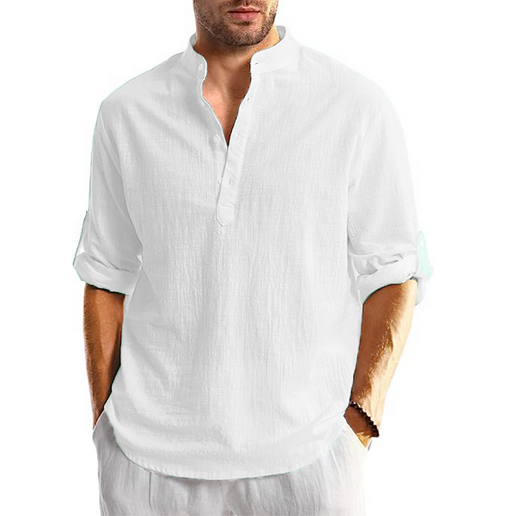 Adrian - Long-sleeved linen casual shirt for men