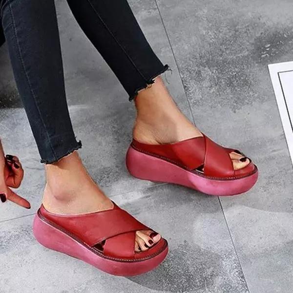 Portia - soft platform sandals with thick leather heel