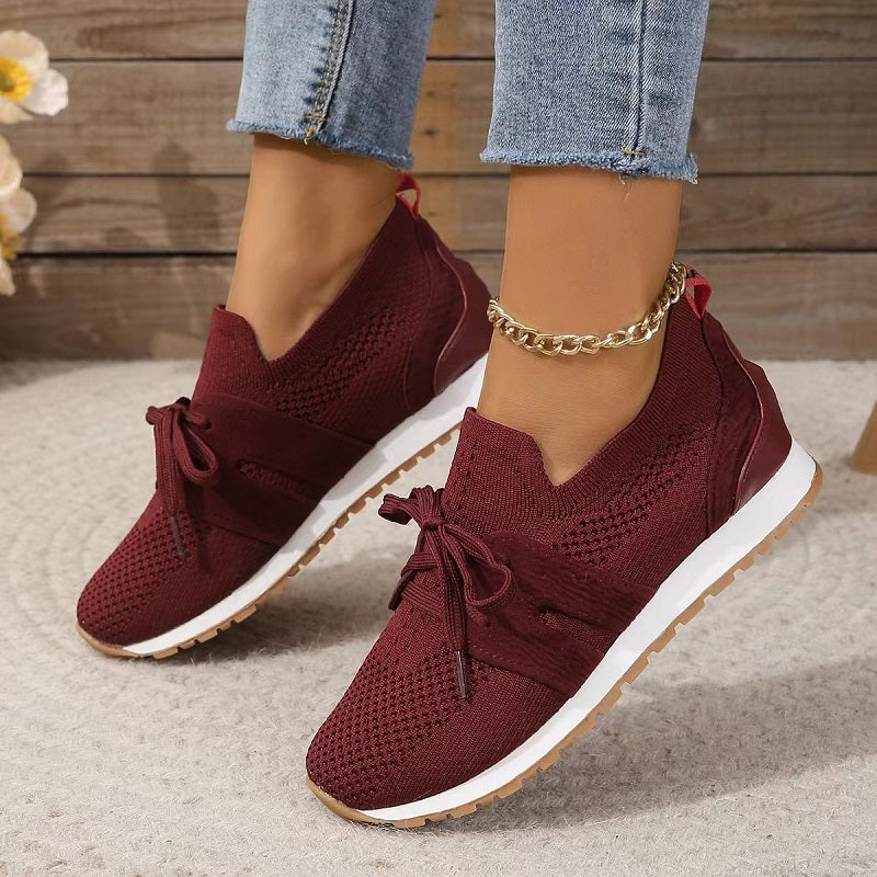 Ferne - knitted flat trainers with platform