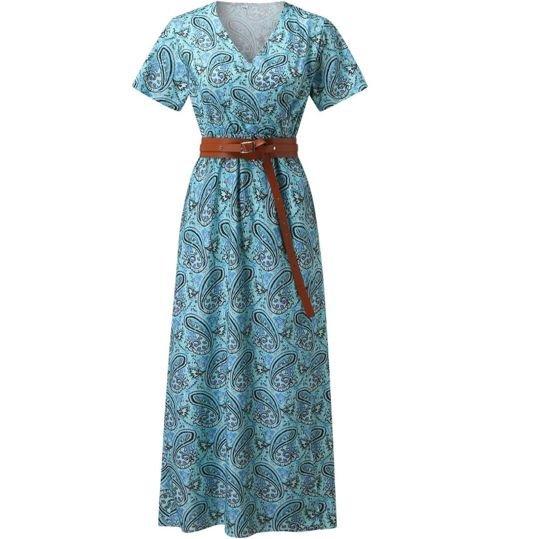 Lillian - V-neck maxi dress with short floral pattern