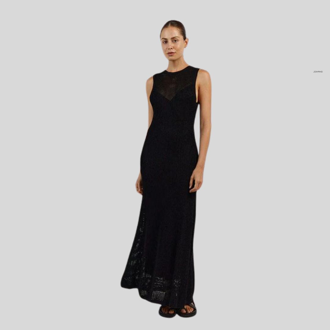 Seraphina - Sleeveless knitted maxi dress with transparent details