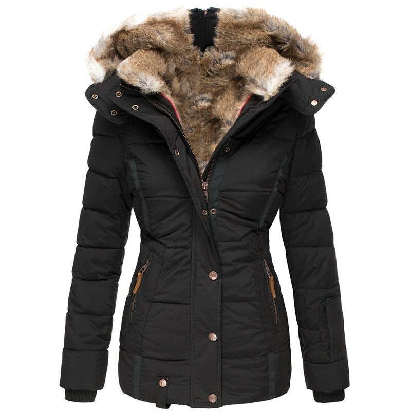 Women's Fur-Lined Winter Coat - Warm, Waterproof, Insulated, and Stylish Outerwear