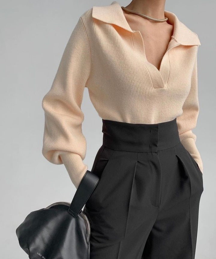 Sophisticated women fashion lapel temperament blouse jumper