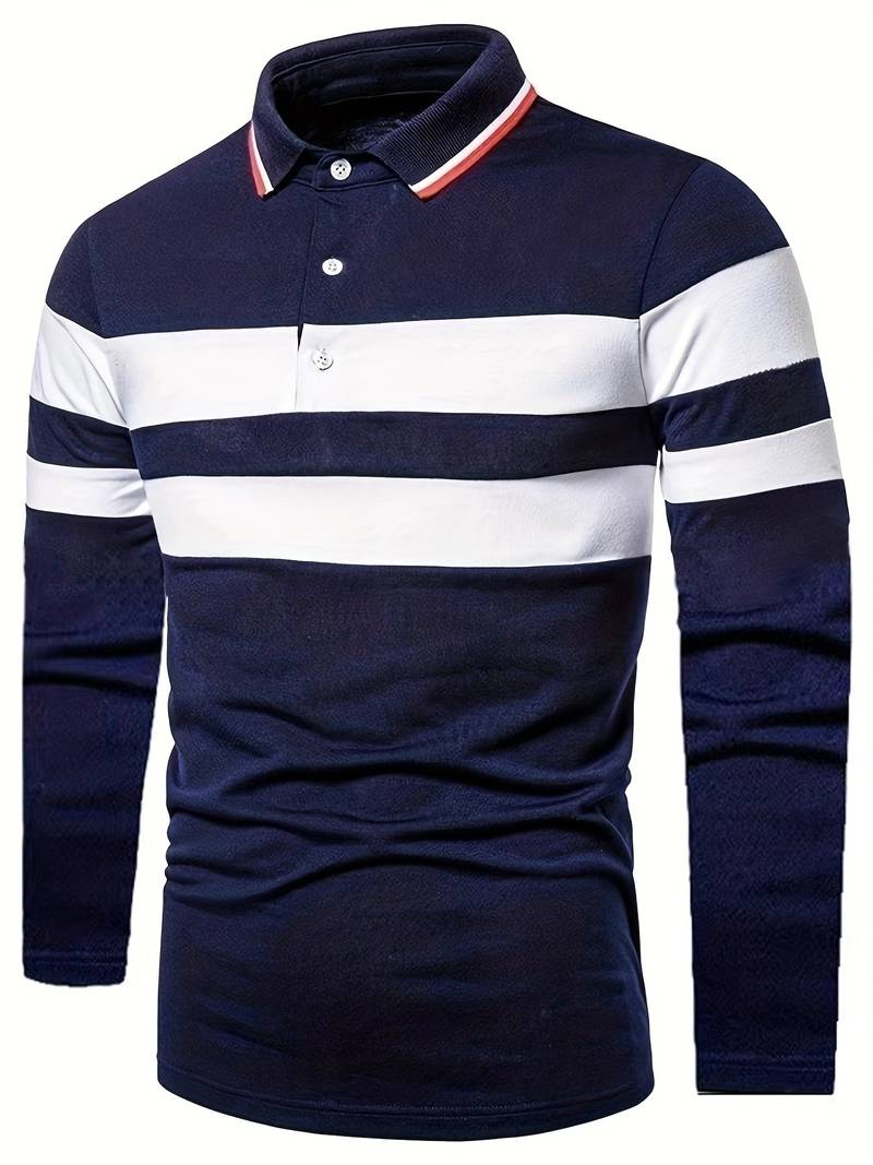 Christopher – casual color block long sleeve shirt