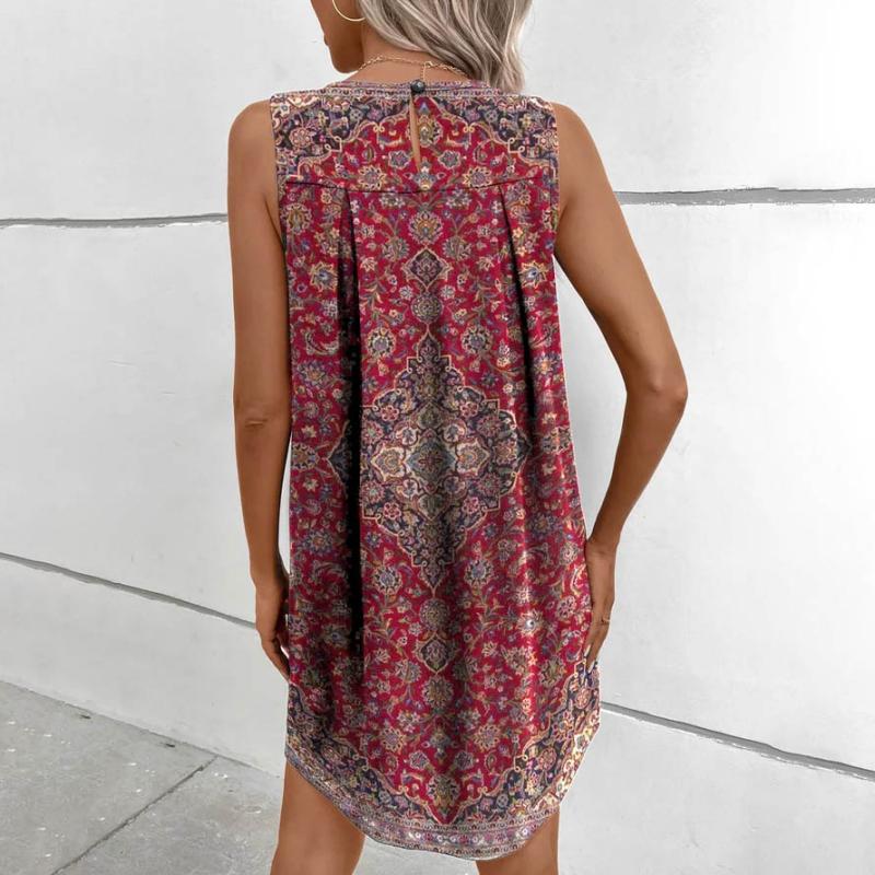 Geraldine - sleeveless mini dress in ethnic style